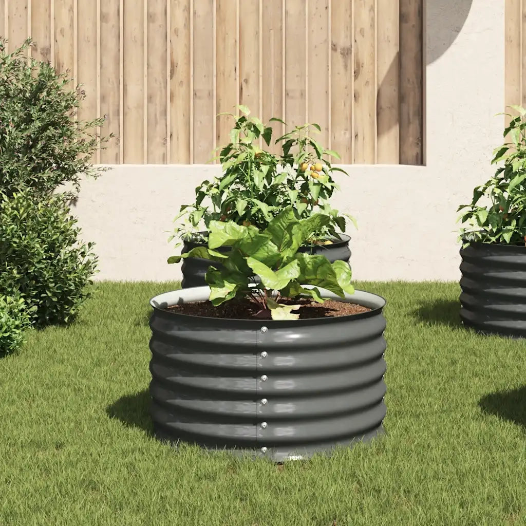 Fioriere | Cassetta per fiori | Letto Rialzato Giardino 80x80x44 cm in Acciaio Zincato Grigio