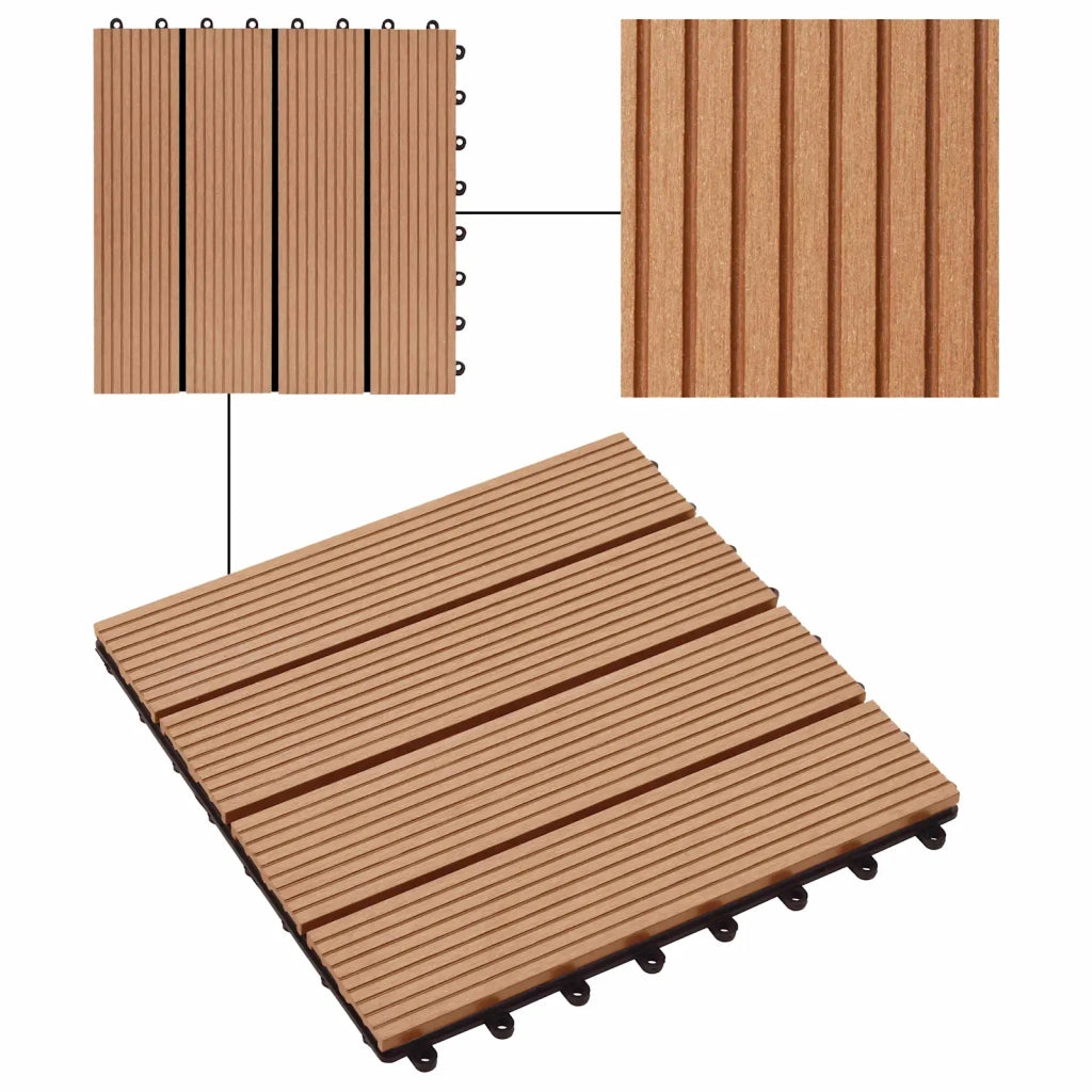 Piastrella per Decking 22 pz Teak riciclato 30 x 30 cm WPC CFW5292063