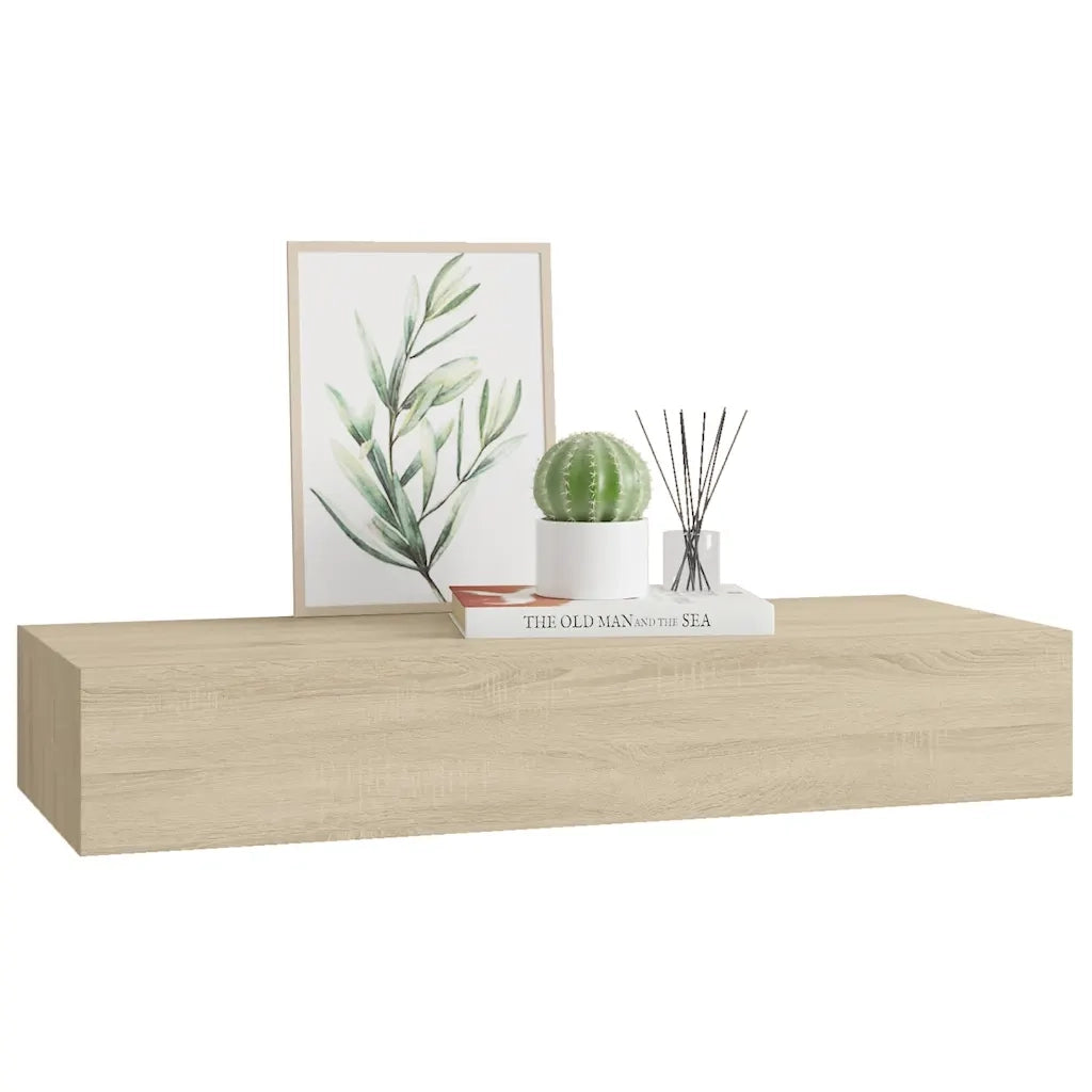 Scaffale con Cassetti da Parete Rovere 60x23,5x10 cm in MDF 330261