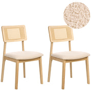 Set di 2 sedie da pranzo Sedute imbottite in poliestere marrone chiaro Struttura in legno laccato senza braccioli Stile retrò