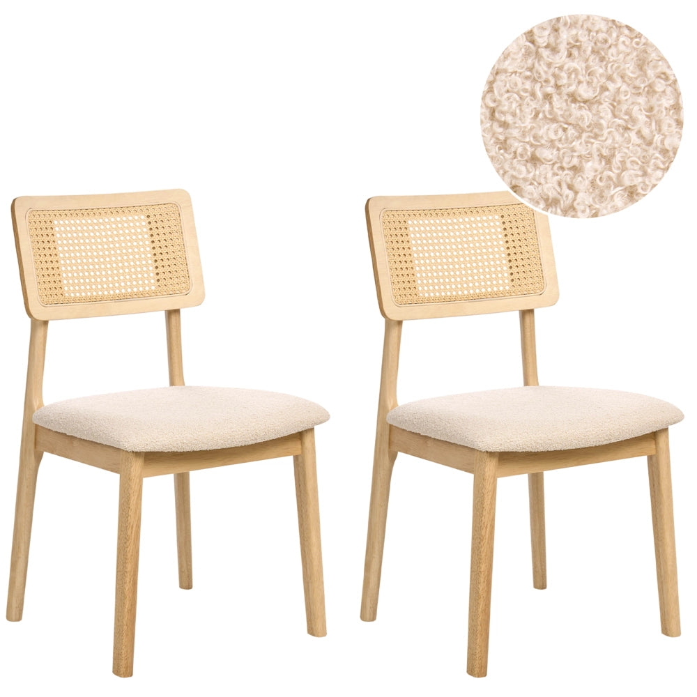 Set di 2 sedie da pranzo Sedute imbottite in poliestere marrone chiaro Struttura in legno laccato senza braccioli Stile retrò