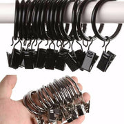 Trade Shop - Set 10 Pezzi Anelli Anello In Metallo Con Clip Ganci Per Asta Tende 30 Mm -