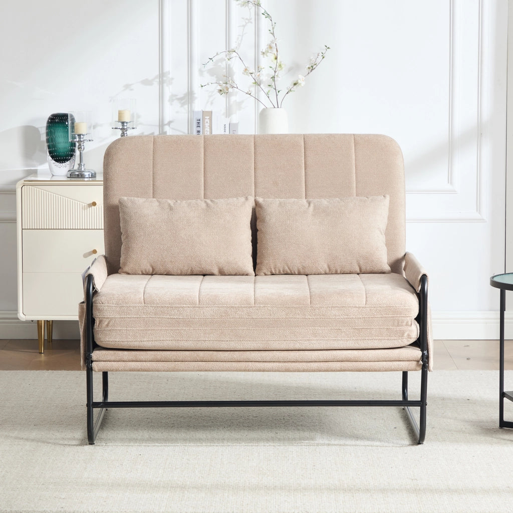 Divano letto 2 posti 104x85x92 cm trasformabile in letto in chenille khaki