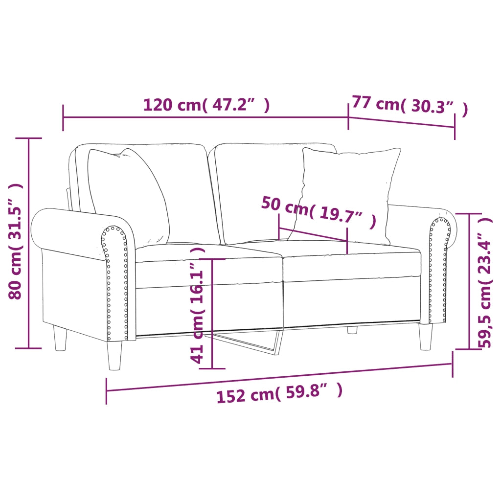 Divano a 2 Posti con Cuscini-Sofa 2 Posti con Cuscini Blu 120 cm in Velluto 299232