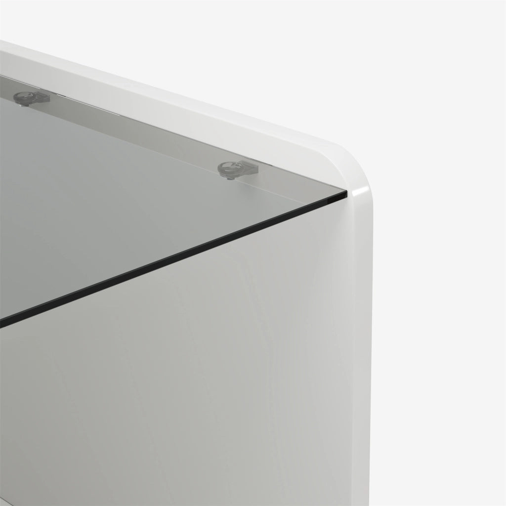 TAVOLINO DA SALOTTO ALZABILE 100x50x33/47,5 cm Bianco Lucido con piano in vetro