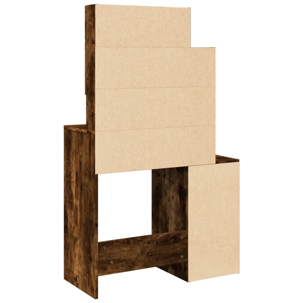 Toeletta | Tavolo da Trucco con Armadietto Rovere Fumo 80x35x132 cm