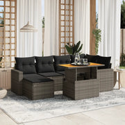 Set Divani da Giardino 7 pz con Cuscini Grigio in Polyrattan 3275594