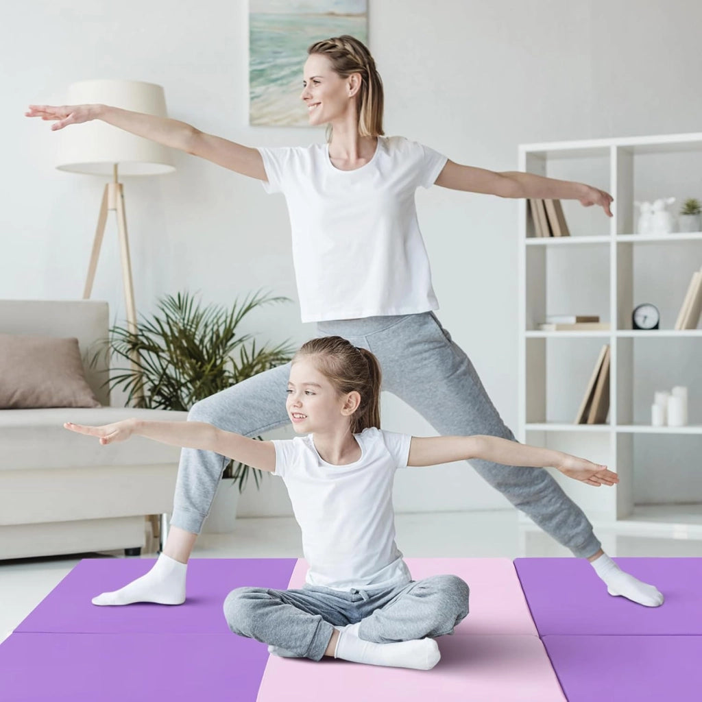 Tappetino da Ginnastica Pieghevole, Spessore 3,8 cm, Tappetino Sportivo Fitness, Imbottitura in Cotone con Perline EPE, Tappetino da Palestra Spesso, 180 x 60cm