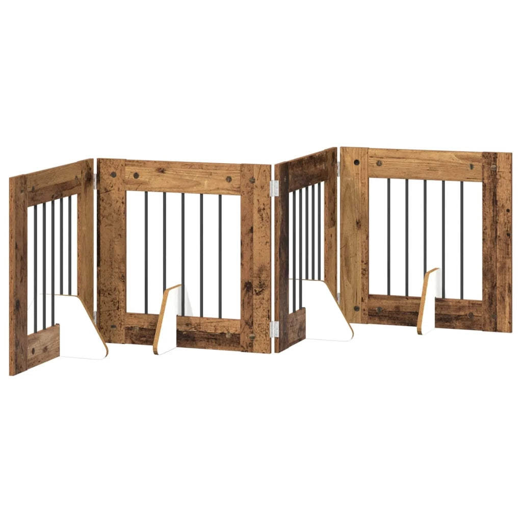 Cancello per cani con supporti 4 pz Legno antico 60 x 60 cm CFW2940353
