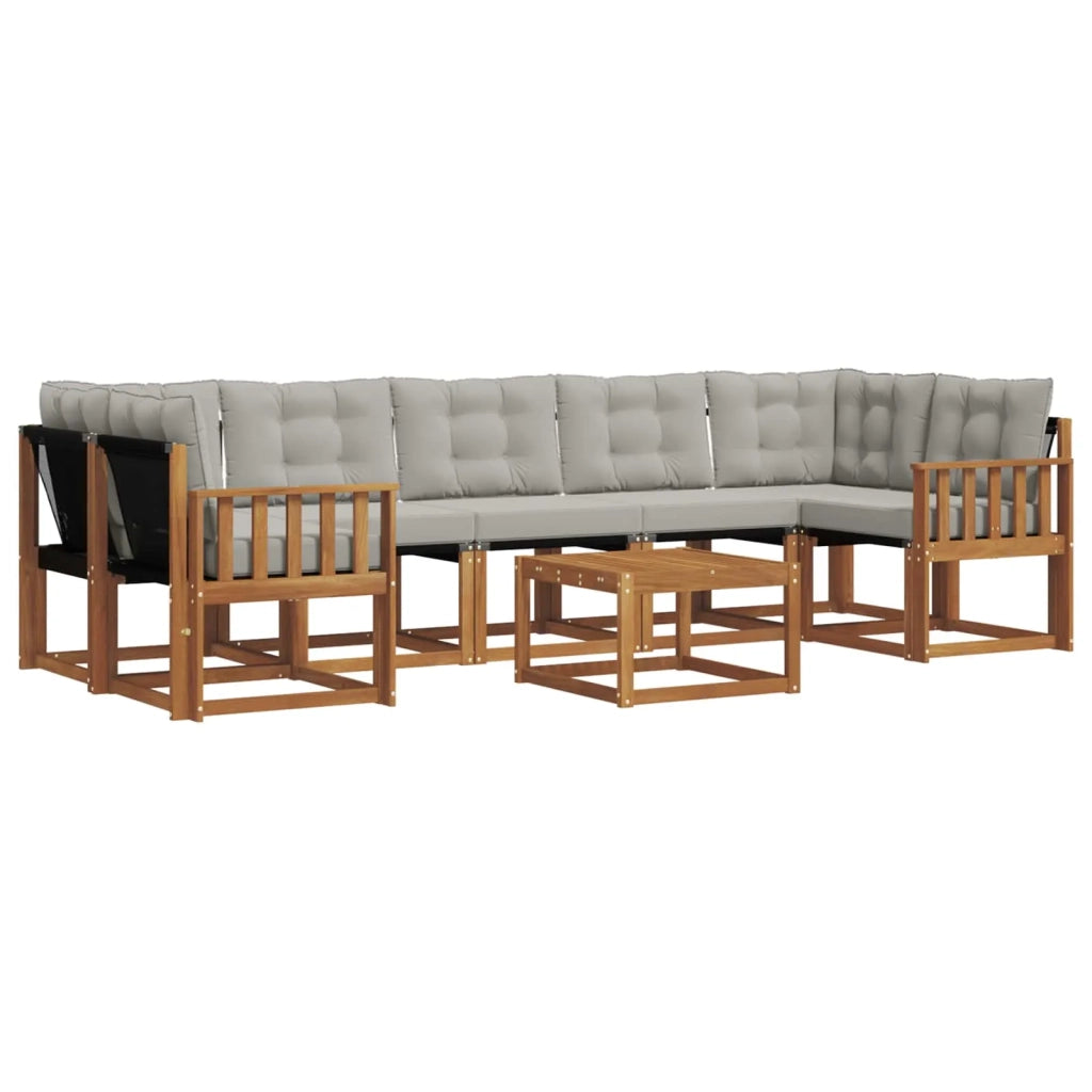 Set di divani da esterno 8 pcs Grigio Naturale e Chiaro