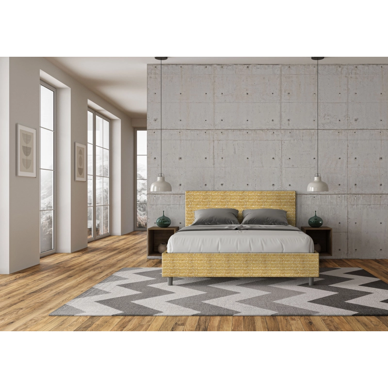 Letto imbottito Matrimoniale 160x210 cm tessuto Aragona Adele - Senza rete,Giallo