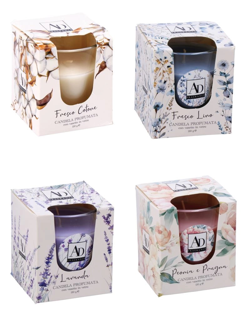 1 Pezzo Candela Profumata in Vasetto Vetro 7 x 8 cm 4 Fragranze
