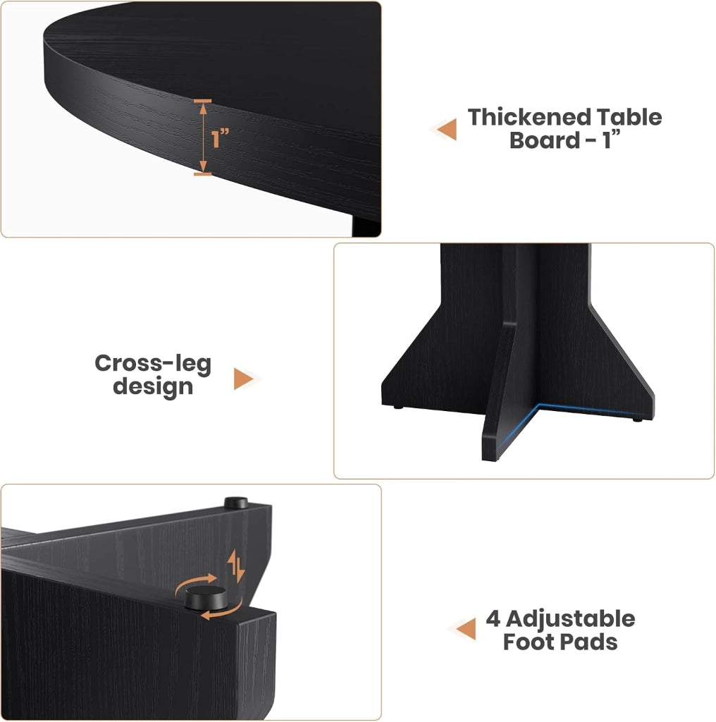 Tavolo da Pranzo Rotondo 120 cm per 4-6 Persone Base Centrale Stabile - Nero