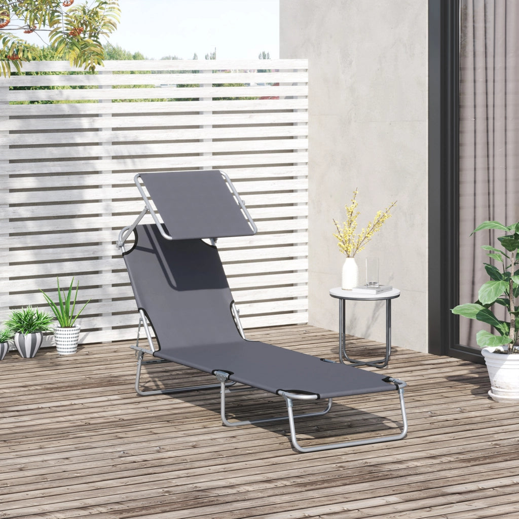 Lettino pieghevole da giardino con schienale regolabile ¨C zephmum ¨C Grigio 120kg