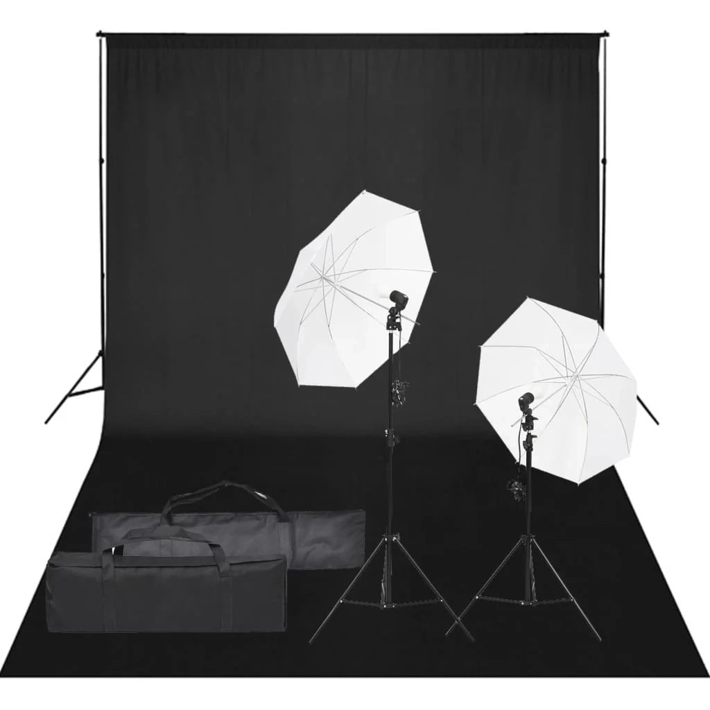 Kit per studio fotografico con illuminazione e fondale nero 02_0042404