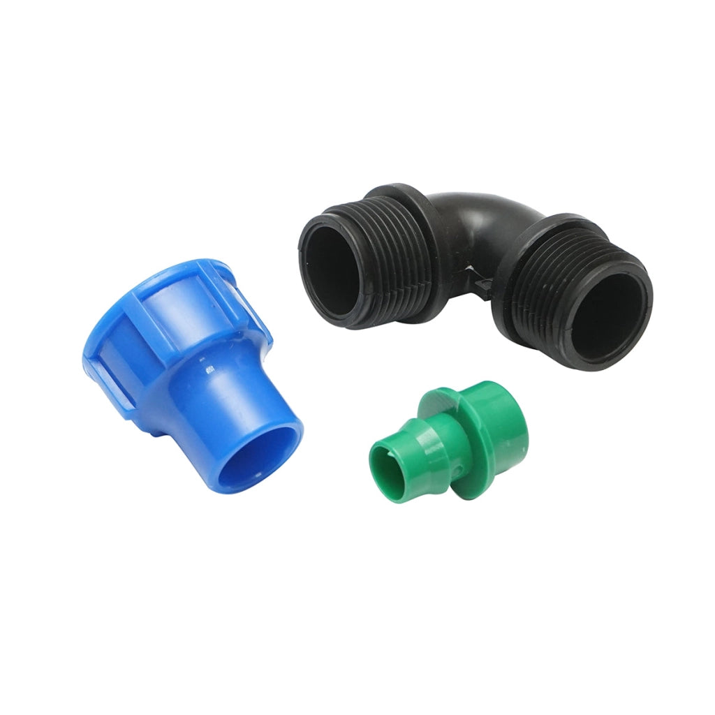 Gomito di raccordo a compressione con filettatura esterna D16mmx3/4 per sistemi di irrigazione