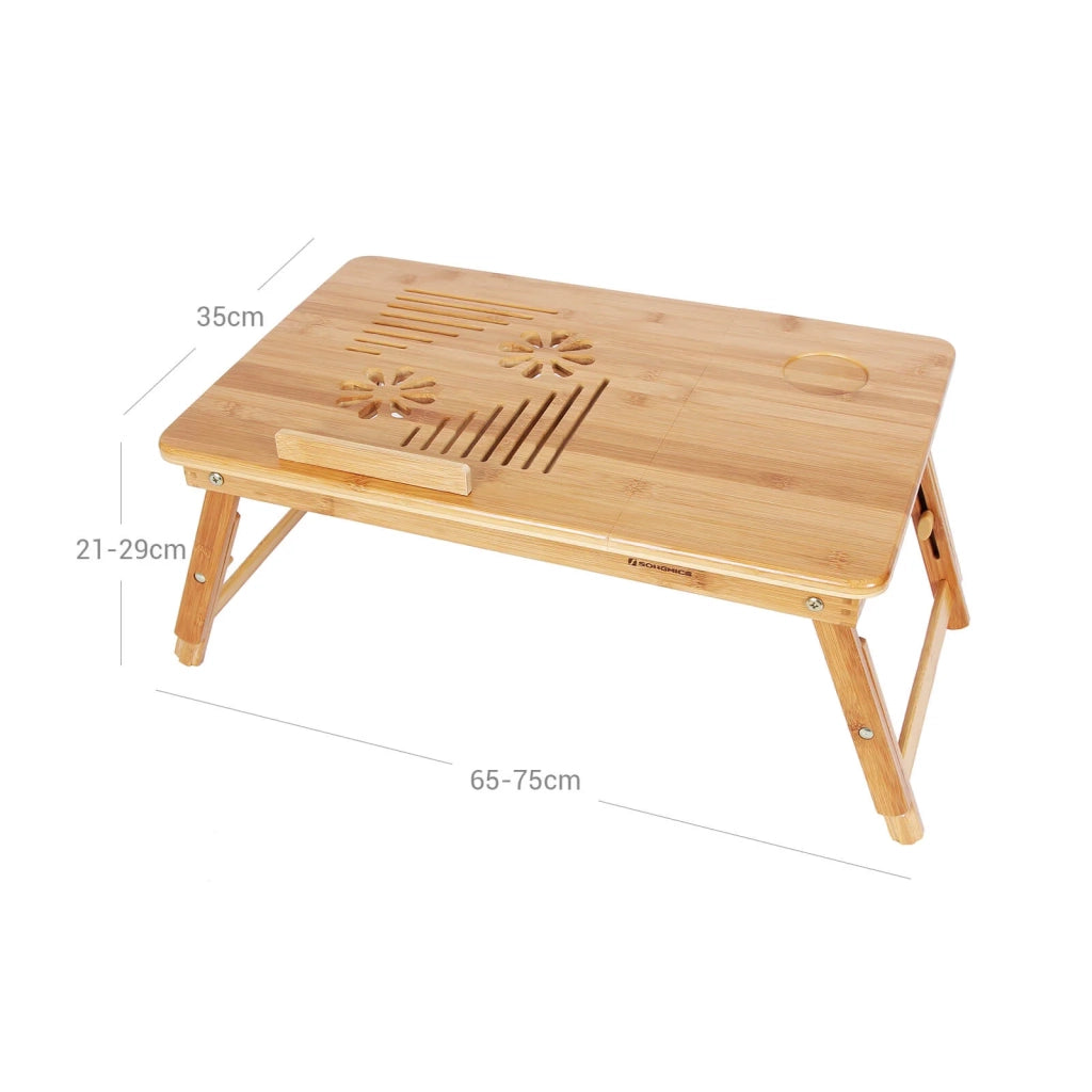 Tavolino da letto pieghevole in bambù per laptop inclinabile 55 x 35 x 29 cm bambù 12_0007655