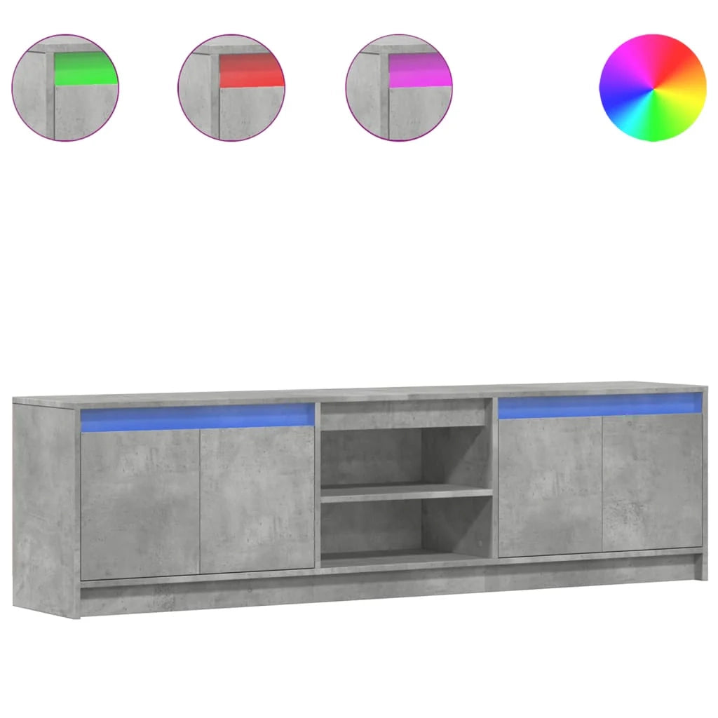 Mobile TV multimediale mensola TV credenza TV sala da pranzo soggiorno camera da letto con LED 180 x 34 x 50 cm legno ingegnerizzato grigio 02_0026451