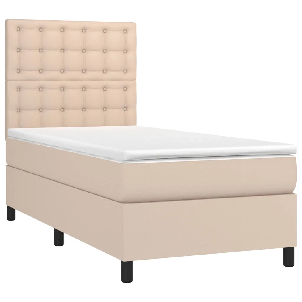 Giroletto Molle Materasso e LED Cappuccino 100x200cm Similpelle 3135932