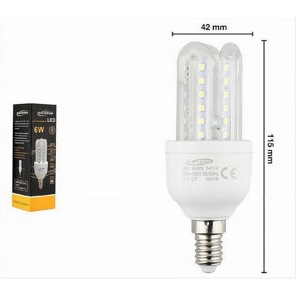 Trade Shop - Lampadina Led E14 3u 6 Watt Luce Calda 3000k Fredda 6500k Naturale 4000k 3u-02 - -bianco Caldo      -