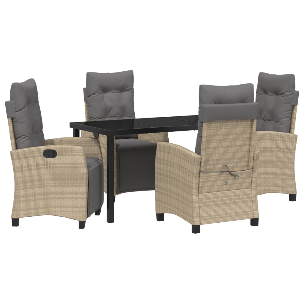 Set di Mobili da Giardino 5 Pezzi Beige in Polyrattan
