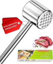 Hamminatore a doppia faccia - acciaio inossidabile - martelletto per cotoletta - argento