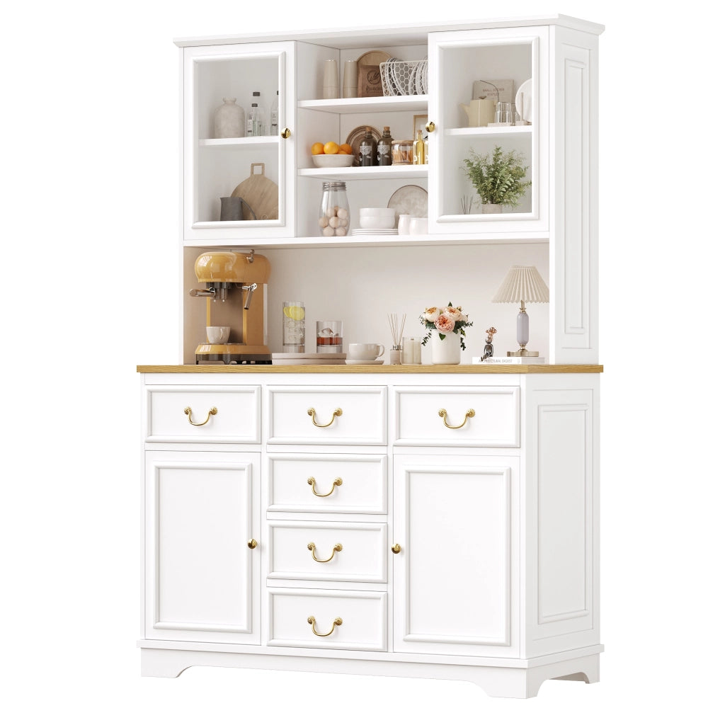 Credenza Alta da Cucina con LED, USB e Prese ¨C MINIMAL ¨C Bianco