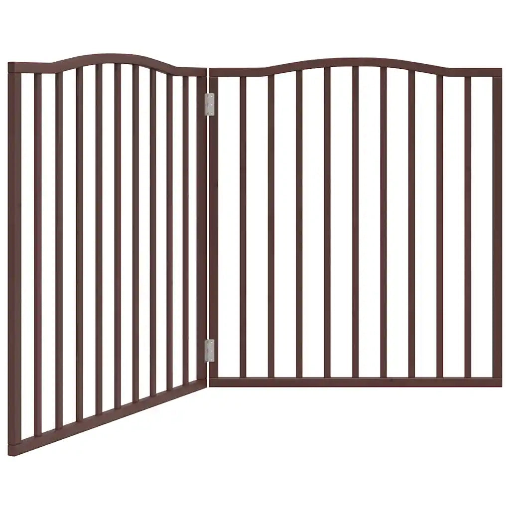 Cancello Cani Pieghevole 2 Pannelli Marrone 160cm Legno Pioppo CFW6652330