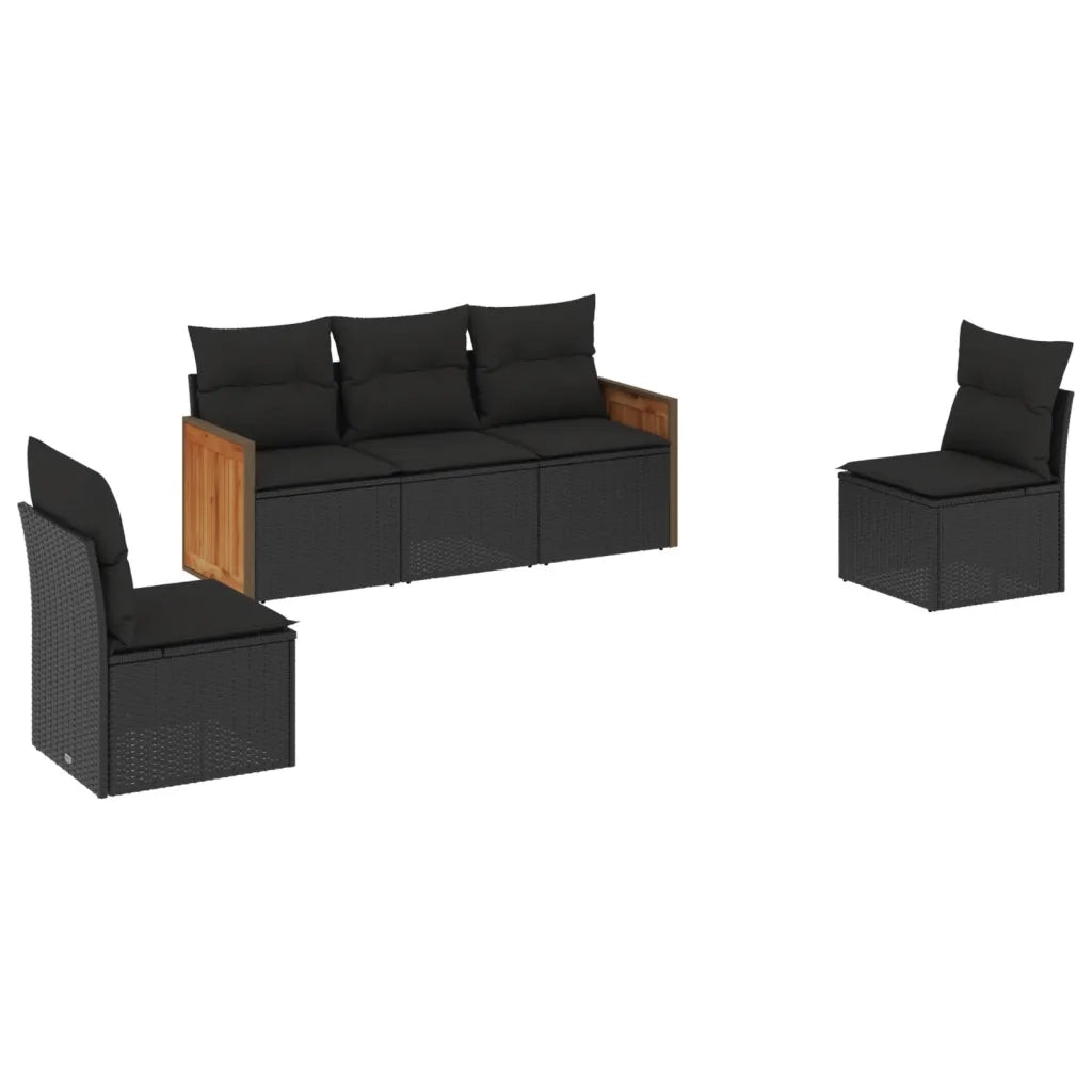 Set Divani da Giardino 5 pz con Cuscini in Polyrattan Nerocod mxl 88841