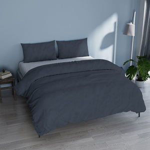Copripiumino Matrimoniale con Sacco e Federe Linea Water Washed Grigio Scuro