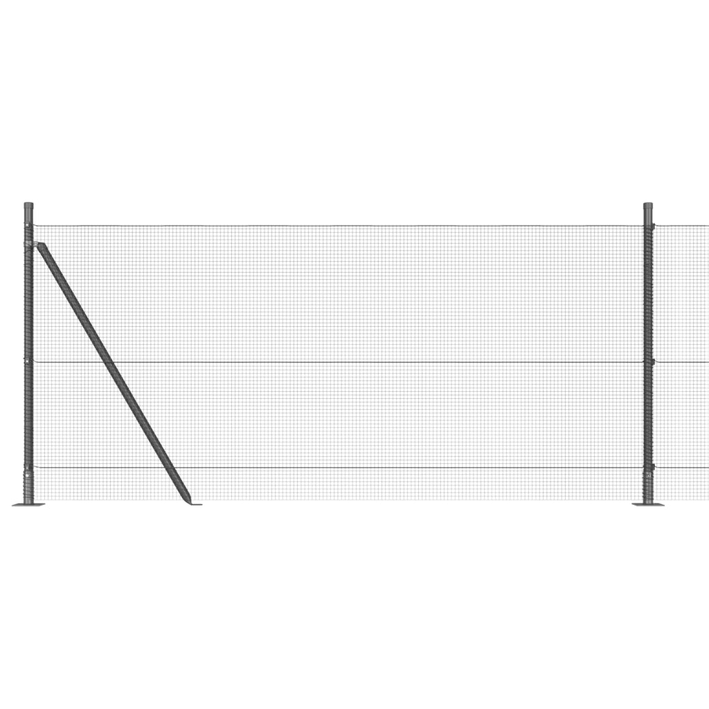 Recinzione in Rete Saldato con 13 Pali Flangiati Grigio 0.8x25 m Acciaio