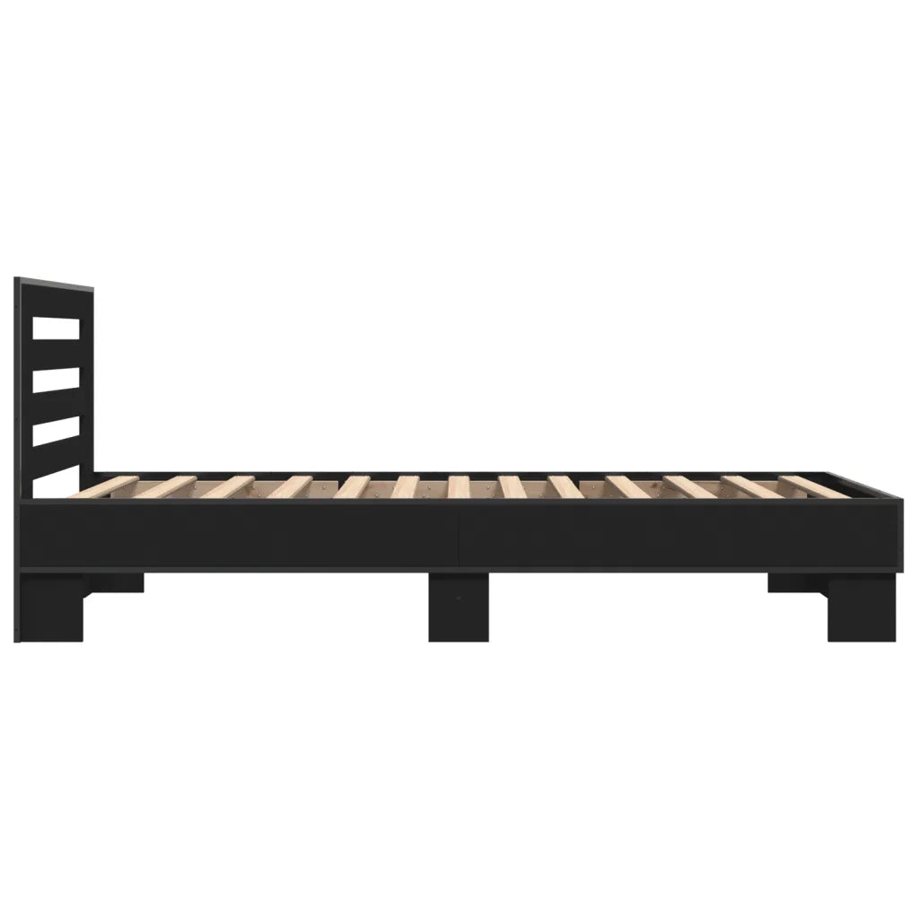 Giroletto Nero 100x200 cm in Legno Multistrato e Metallo 845647