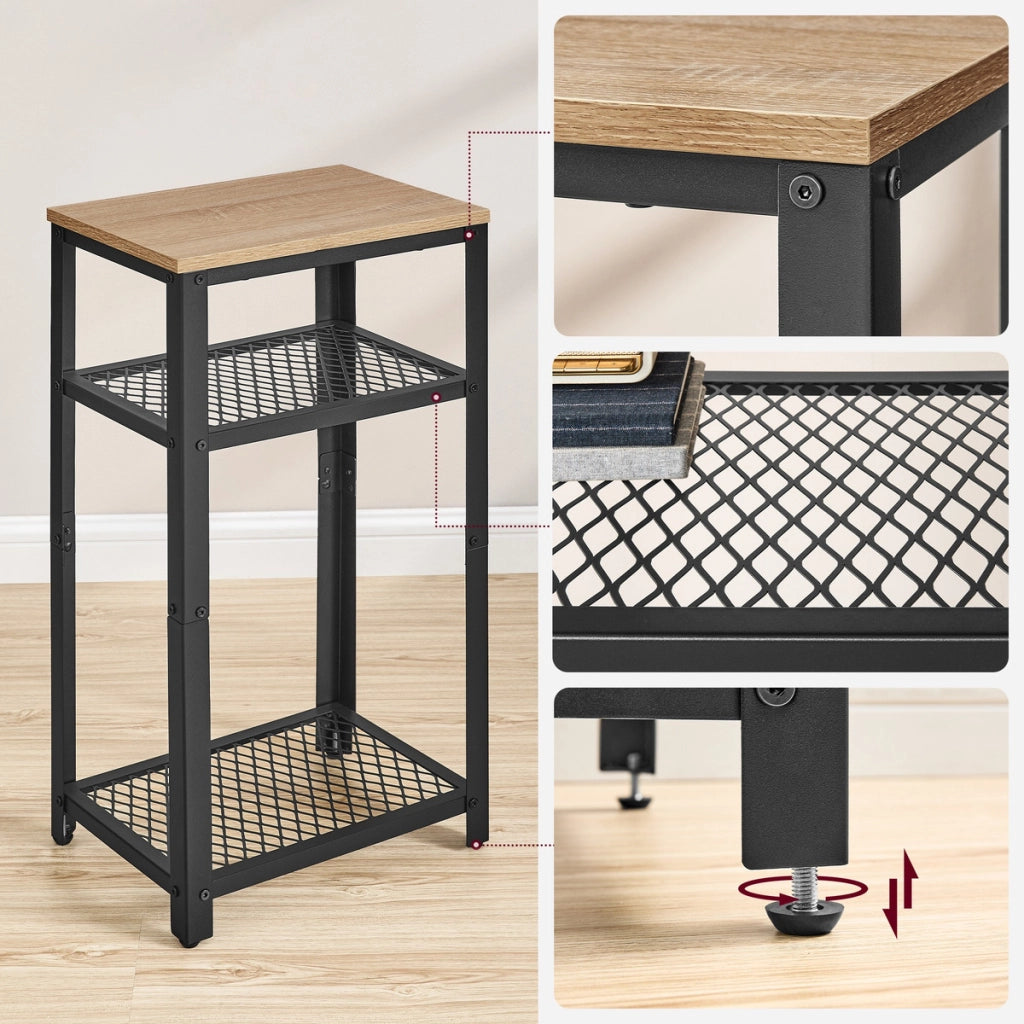 Tavolino sidetable industrial Sonoma in metallo e legno