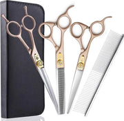 Kit di Taglio per Animali da Compagnia - Acciaio 440C Giapponese - Tagliapelo Diritti, Curvi, Fini e Spessi - Set a Tre Pezzi per Tagliare il Pelame degli Animali Domestici (Cani, Gatti e Altri)