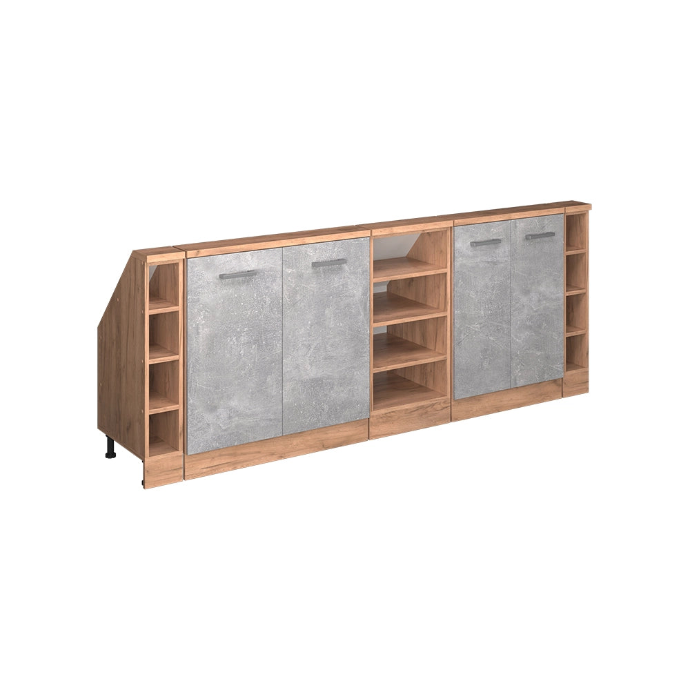 Set di mobili sottotetto Rion Calcestruzzo/Rovere dorato Set di 5 Vicco