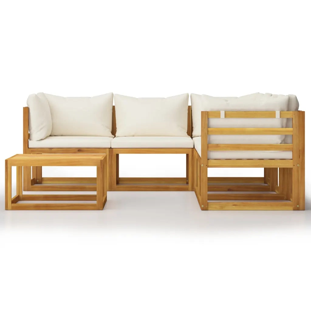 Set Divani da Giardino 6 pz con Cuscini Crema Massello Acacia 3057643