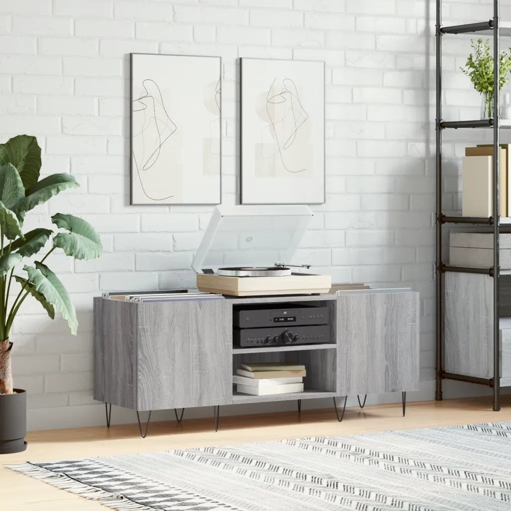 Mobile Porta Dischi Grigio Sonoma 121x38x48cm Legno Multistrato 831682