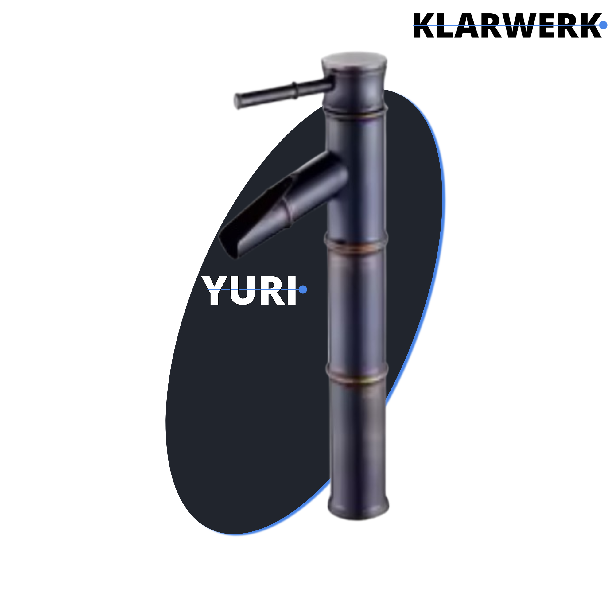 YURI | Rubinetto per bagno a cascata in bambù  alto nero | Raccordo in acciaio inox per lavelli alti | Miscelatore giapponese 2 attacchi