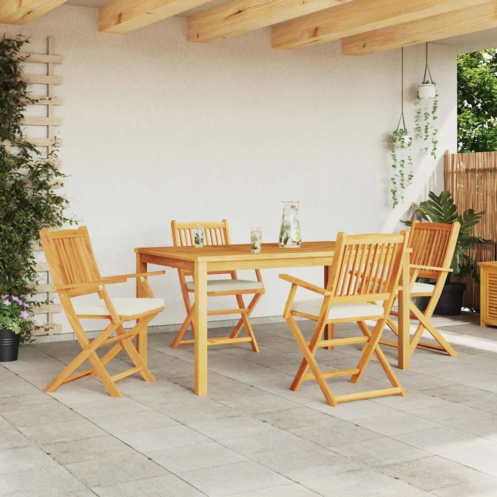 Sedia pieghevole con cuscino 4 pz | Sedie da Esterno Bianco 49 x 57.5 x 92cm