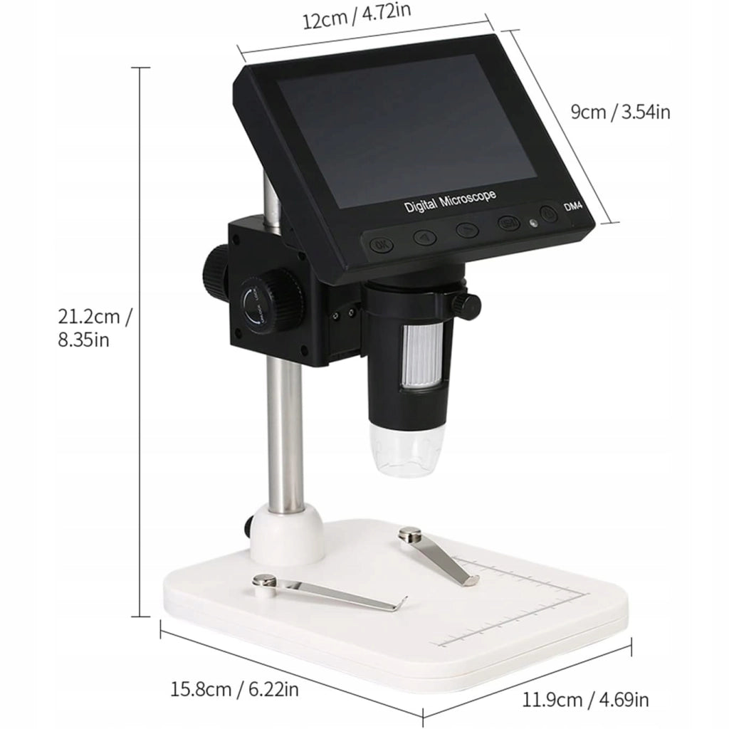 Microscopio Digitale DM4-Z01B019 – Schermo LCD 4,3" | Ingrandimento 50X-1000X, 8 LED Regolabili