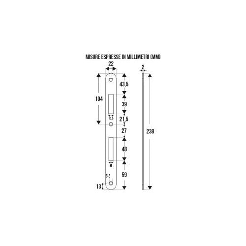 INCONTRO T.22 GRANDE PER SERRATURE PATENT DIST.90