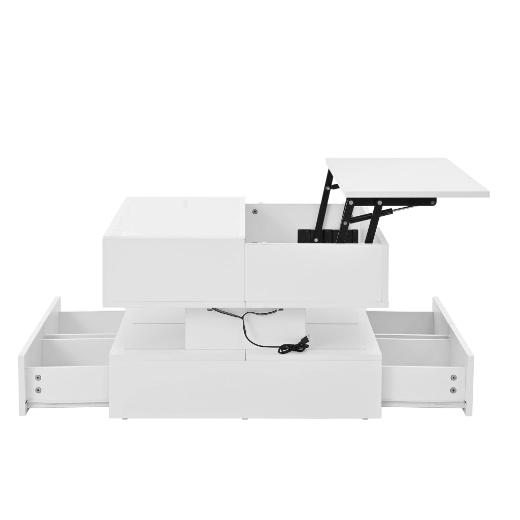 TAVOLINO DA SALOTTO Alzabile 70x67x57 cm Bianco Pannello truciolare LED 16 colori
