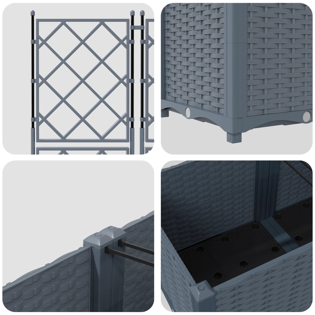 Vaso da Giardino con Trellis 5 pcs Grigio Chiaro 120x120x143 cm