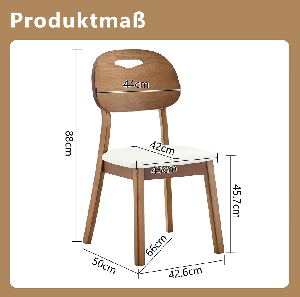 Set di 2 sedie da pranzo 95.5x35.5x54 cm con schienale ovale; seduta imbottita in legno e PU bianco