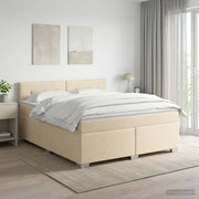 Letto box spring con materasso Crema 180 x 200 cm Tessuto 3450542