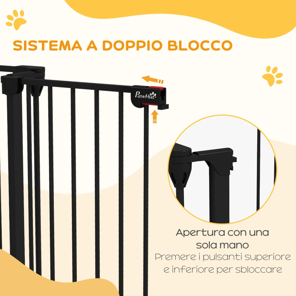 Cancelletto per Cani 3 Pannelli ¨C Xylo ¨C Nero 206x90cm con Doppio Sistema di Blocco