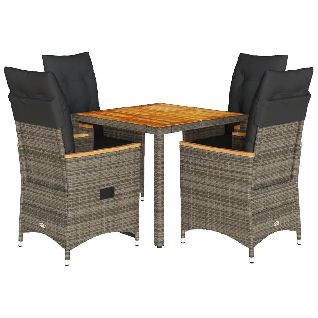 Set da Pranzo da Giardino 5 pz con Cuscini in Polyrattan Grigio 3276845