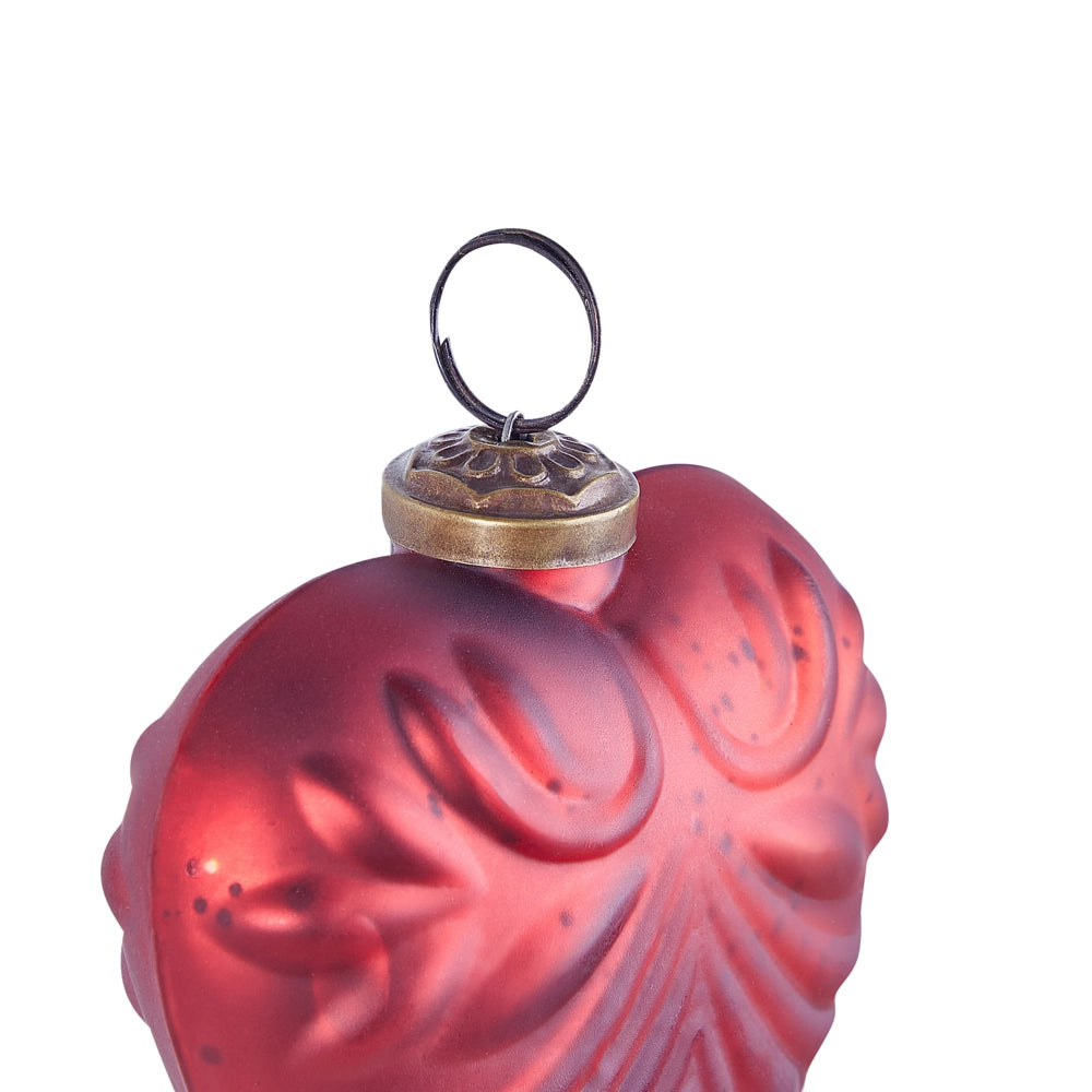 Set di 8 palline di Natale fatte a mano in vetro rosso a forma di cuore decorazioni natalizie