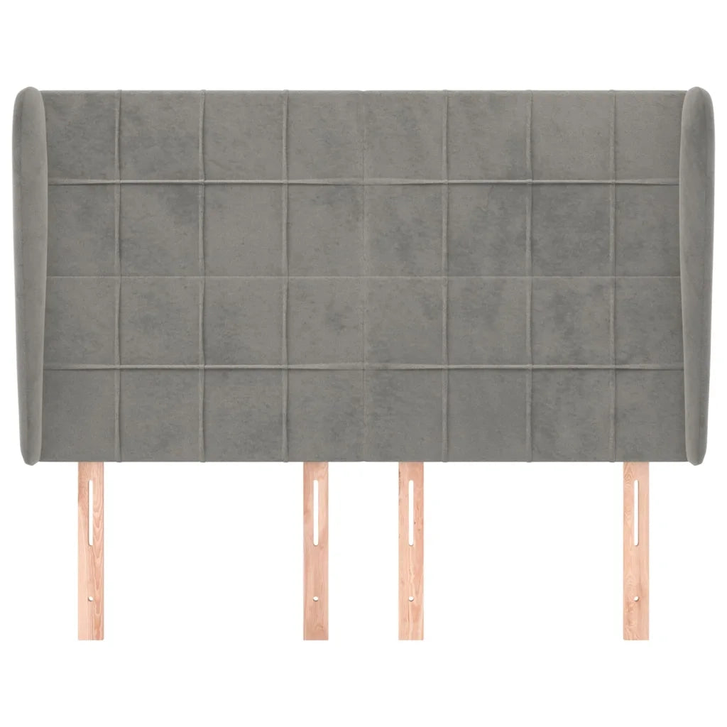 Testiera | Testata ad Orecchio Grigio Chiaro 147x23x118/128 cm in Velluto
