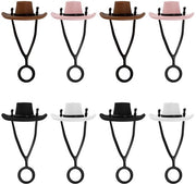 Cowboy cappello in silicone con copricapo di pelliccia, tazza riutilizzabile, cappuccio in tessuto, adatto per decorazioni per bicchieri di plastica (colori)